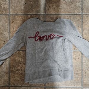 Gray Sweater with Red Love Design
